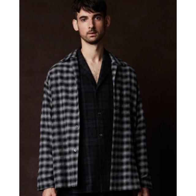 Steven Alan CHECK OPEN COLLAR SHIRT-DROP