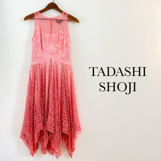 TADASHI SHOJI(タダシショウジ)のタダシショージ　サイズ00 レースワンピース　ピンク レディースのワンピース(ひざ丈ワンピース)の商品写真