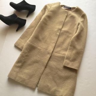 ユナイテッドアローズ(UNITED ARROWS)の美品 ユナイテッドアローズ*ふんわりアルパカウールノーカラーコート(ロングコート)