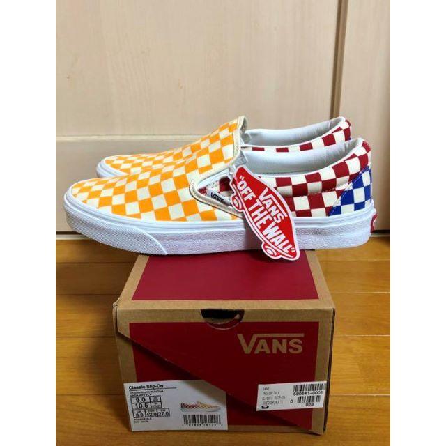 VANS(ヴァンズ)のVANS スリッポン チェッカー マルチカラー USA企画 27cm メンズの靴/シューズ(スニーカー)の商品写真