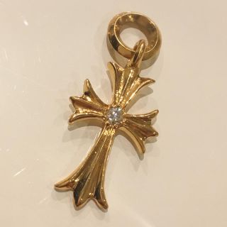 クロムハーツ(Chrome Hearts)の♢クロムハーツ♢ 22k タイニーCHクロスチャーム  1ダイヤ　ペンダント (ネックレス)