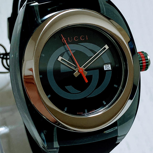 【ポイント10倍】 ◆海外限定品◆新品◆GUCCI メンズ腕時計 黒 XXL◆クォーツ SYNC 腕時計(アナログ)