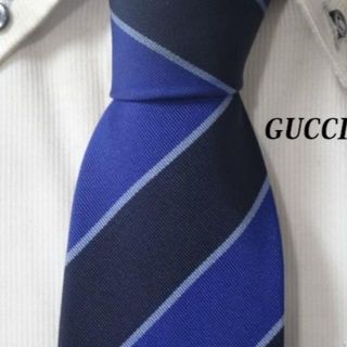 グッチ(Gucci)の大人気★GUCCI★グッチ★【ロゴ入りストライプ】高級ネクタイ★剣先傷アリ(ネクタイ)