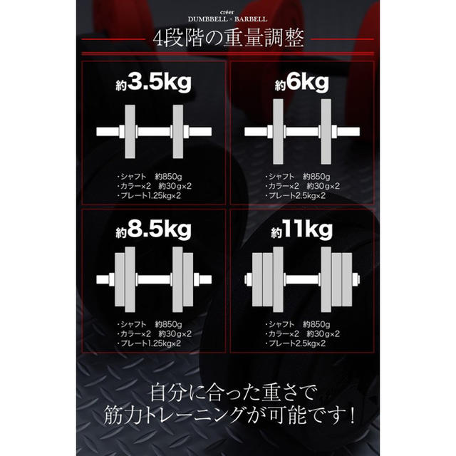 ダンベル レッド 可変式 10kg 2個 バーベル シャフト グリップ スポーツ/アウトドアのトレーニング/エクササイズ(トレーニング用品)の商品写真