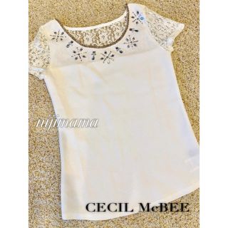 セシルマクビー(CECIL McBEE)の❹新品！【CECIL McBEE】ビジュートップス(カットソー(半袖/袖なし))