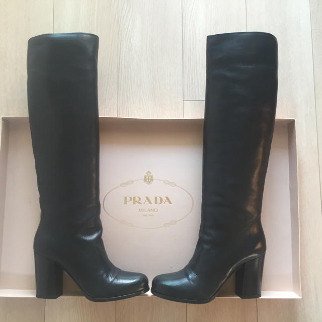 靴/シューズプラダ PRADA 本革ブーツ 美品 23.5cm  37