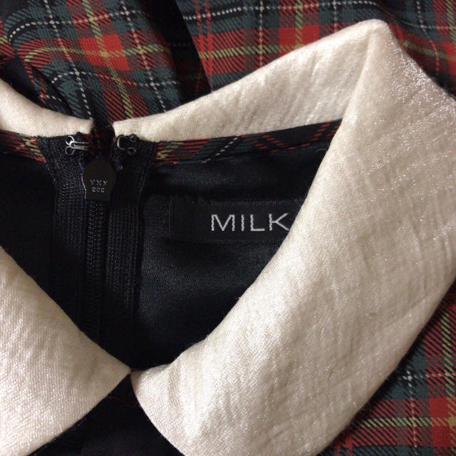 MILK(ミルク)のMILK ビクトリアンロックドレス　黒赤チェック レディースのワンピース(ひざ丈ワンピース)の商品写真
