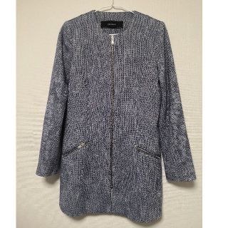 ザラ(ZARA)のザラ☆ノーカラーコート(ブルー・ネイビー)(ロングコート)