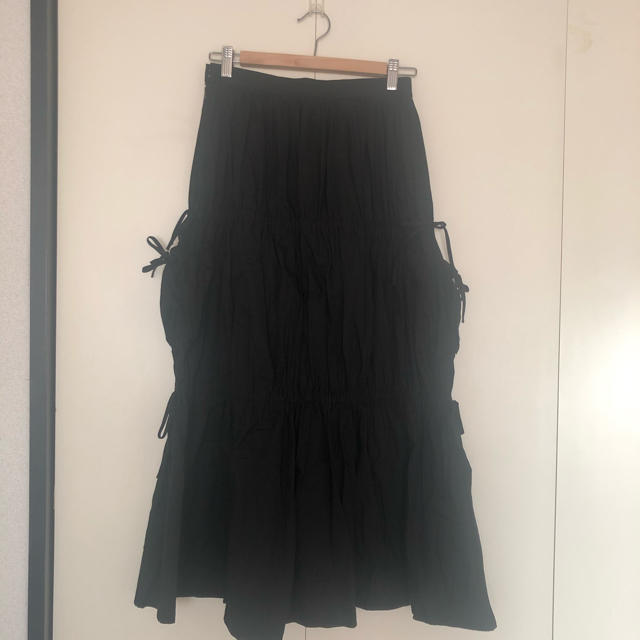 ★美品★ ELIN コットンギャザースカート　黒（38）エリン レディースのスカート(ロングスカート)の商品写真