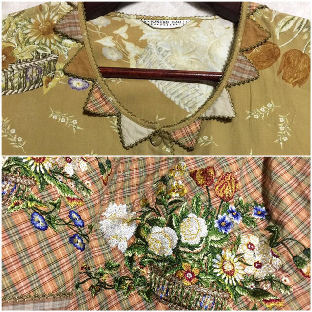 カネコイサオ* パッチワーク 刺繍 ワンピース *ピンクハウス カネコイサオ* パッチワーク 刺繍 ワンピース *ピンクハウス