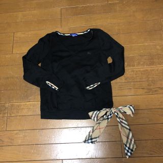 バーバリーブルーレーベル(BURBERRY BLUE LABEL)のバーバリーブルーレーベル黒Vネックカットソー(カットソー(長袖/七分))