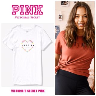 ヴィクトリアズシークレット(Victoria's Secret)の新品＊ヴィクトリアシークレットPINK＊クルーネックTシャツ＊トリンプホワイト(Tシャツ(半袖/袖なし))