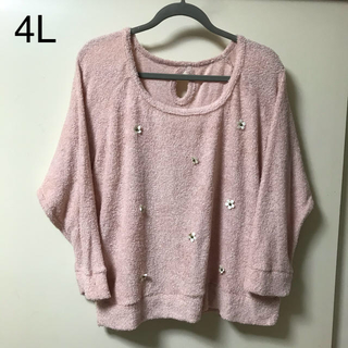 ピンク　お花　セーター　4L(ニット/セーター)