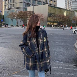 ザラ(ZARA)のimport❁︎こなれ感 チェック ダブルジャケット コート(テーラードジャケット)