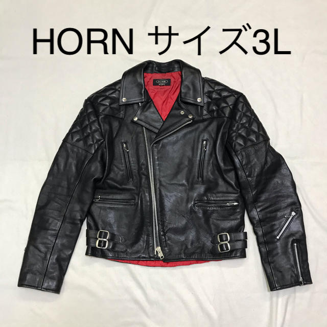 値下げHORNダブルライダースパッド付き 3L 黒大きいサイズ