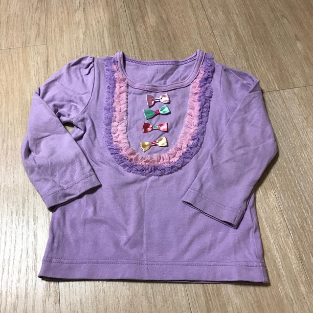 petit main(プティマイン)のパンパンチュチュ Tシャツ  トップス カットソー パープル 紫 90 キッズ/ベビー/マタニティのキッズ服女の子用(90cm~)(Tシャツ/カットソー)の商品写真