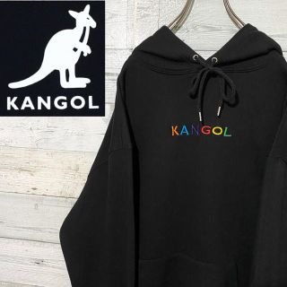 カンゴール(KANGOL)の【レア】カンゴール KANGOL☆刺繍ビッグロゴ 裏毛 ブラック パーカー(パーカー)