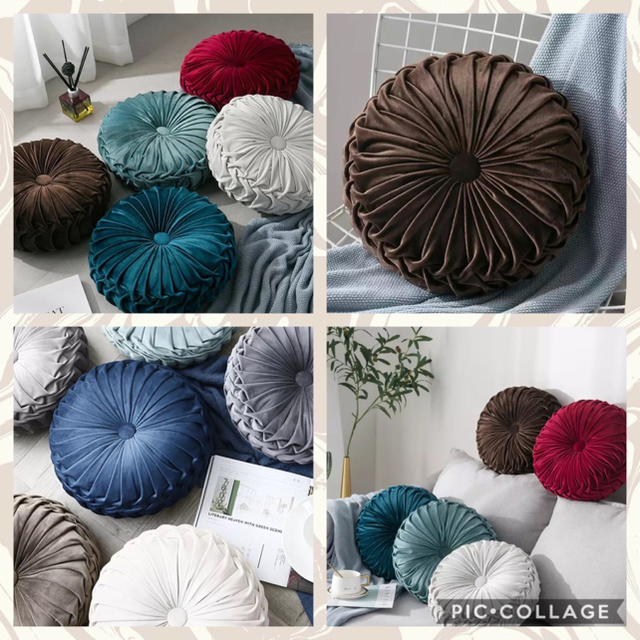 ZARA HOME(ザラホーム)の日本未入荷✧高級感◎癒し◎ベルベット◆ラウンドクッション⑤◆チョコレート インテリア/住まい/日用品のソファ/ソファベッド(ビーズソファ/クッションソファ)の商品写真