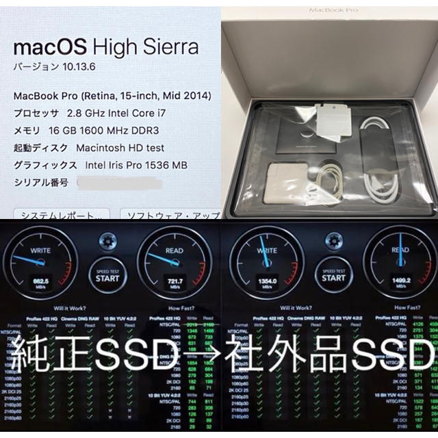 MacBook Pro 15インチ 16GB 1TB SSD Mid2014美品