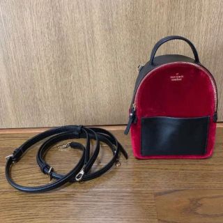 ケイトスペードニューヨーク(kate spade new york)の定価約17000円kate spade ベロア レッドリュックハンド バッグ(リュック/バックパック)