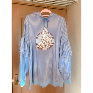 キャンディーストリッパー(Candy Stripper)のLAZY CANDY BORDER HOODIE ワンピース(ミニワンピース)