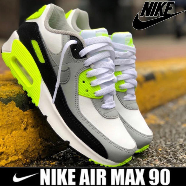 NIKE AIR MAX 90 LTR GS WHITE / VOLT 23cm