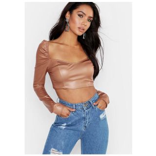 ザラ(ZARA)のboohoo フェイクレザー トップス(カットソー(長袖/七分))