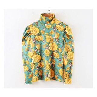 ザラ(ZARA)の954★新作 花柄 ハイネック ブラウス カットソー  (カットソー(長袖/七分))