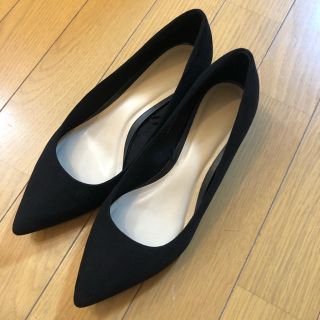 ジーユー(GU)のGU マシュマロローヒールパンプス（BLACK/スエード調/24.0cm）(ハイヒール/パンプス)