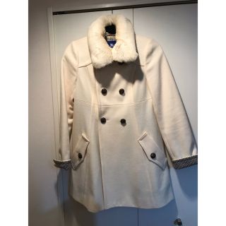 バーバリーブルーレーベル(BURBERRY BLUE LABEL)の【値下げしました】バーバリー ブルーレーベル ラビットファーカラーコート(ロングコート)