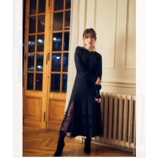 スナイデル(SNIDEL)のLace Trimmed Knit Long Dress(ロングワンピース/マキシワンピース)