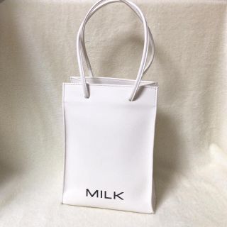 ミルク(MILK)のMILK レザープチバッグ 白 ロゴトート(トートバッグ)