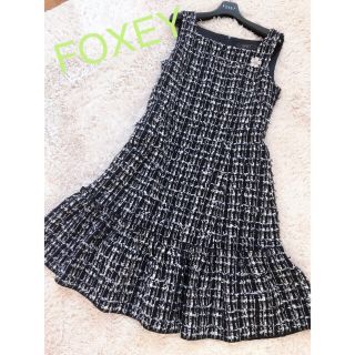 フォクシー(FOXEY)の5%オフ♡フォクシー ツイードワンピース 2019年 12万↑人気♡40 (ひざ丈ワンピース)