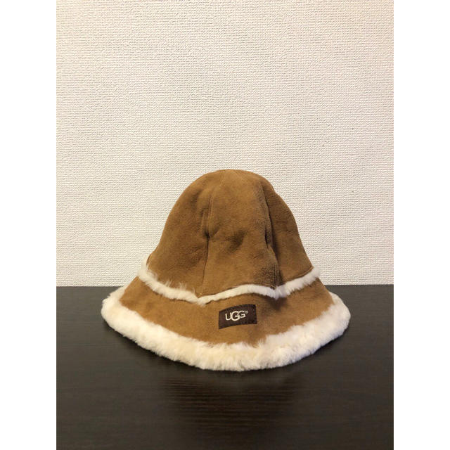 UGG(アグ)の美品 アグ UGG ムートン ハット 帽子 キャメル スエードレザー サイズ0 レディースの帽子(ハット)の商品写真