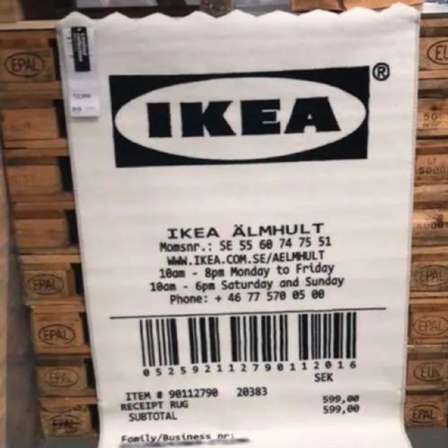 IKEA×Virgil Abloh レシートラグ