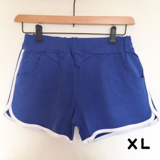 バイカラー スウェット ショートパンツ レディース ブルー XLサイズ(ショートパンツ)