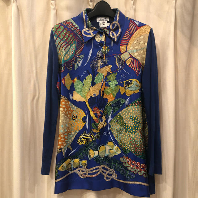 HERMES エルメス トップス シャツ ブラウス シルク ブルー | www.causus.be