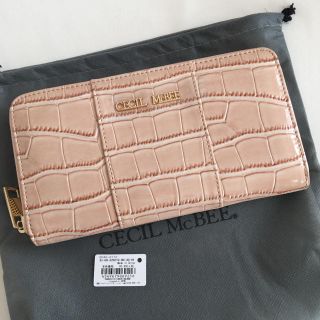 セシルマクビー(CECIL McBEE)の新品 セシルマクビー クロコ型 ラウンドファスナー 長財布 ベージュ(財布)