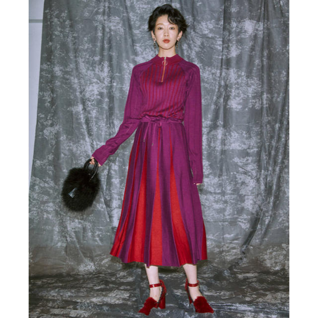 PAMEO POSE(パメオポーズ)のPAMEO POSE   ✨pleated kint dress レディースのワンピース(ロングワンピース/マキシワンピース)の商品写真