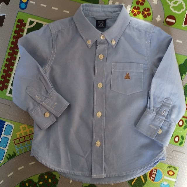 babyGAP(ベビーギャップ)のブルー長袖ワイシャツ キッズ/ベビー/マタニティのキッズ服男の子用(90cm~)(ブラウス)の商品写真