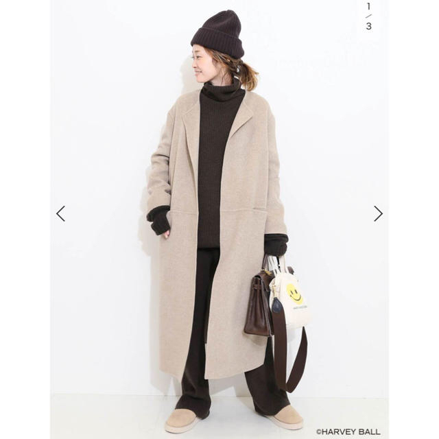 Muse Deuxieme classe リバーロングノーカラーコート ブラウン | www