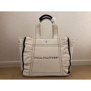 ジルスチュアート(JILLSTUART)の【新品未使用】ジルスチュアート　フリルキャンバストート(大) ホワイト(トートバッグ)