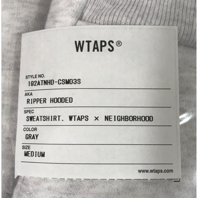 W)taps(ダブルタップス)のWTAPS × NEIGHBORHOOD RIPPER HOODED グレー M メンズのトップス(パーカー)の商品写真