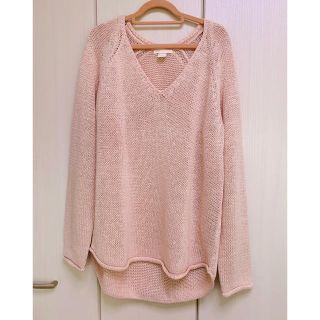 エイチアンドエム(H&M)の❗️sale❗️h&m ライトピンク畦Vネックニット・(ニット/セーター)