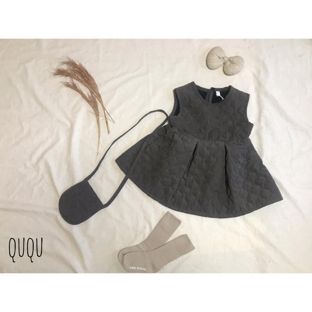 キルティング ワンピース 厚手 ダークブラウン 90cm キッズ/ベビー/マタニティのキッズ服女の子用(90cm~)(ワンピース)の商品写真