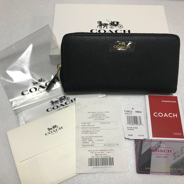 COACH(コーチ)の新品 COACH 上質 レザー 長財布 ブラック 男女兼用 レディースのファッション小物(財布)の商品写真