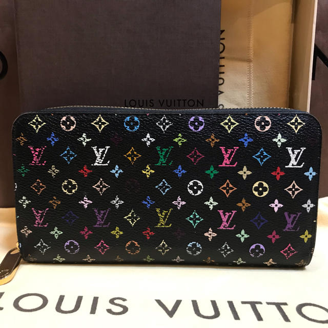 LOUIS VUITTON(ルイヴィトン)の極美品 ルイヴィトン マルチカラー黒 ジッピーウォレット 長財布 レディースのファッション小物(財布)の商品写真