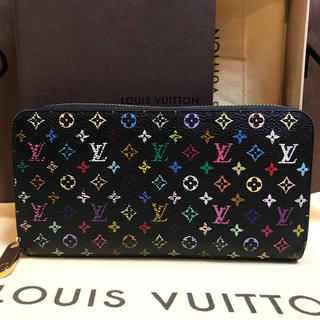 ルイヴィトン(LOUIS VUITTON)の極美品 ルイヴィトン マルチカラー黒 ジッピーウォレット 長財布(財布)