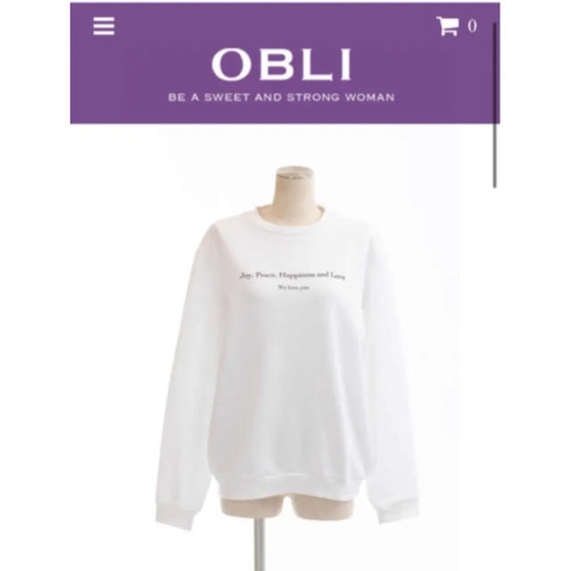 OBLI オブリ　ロゴプルオーバー/ホワイト