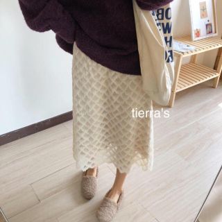 ザラ(ZARA)のimport❁︎マーメイド レース あったか裏起毛 Aラインスカート(ロングスカート)